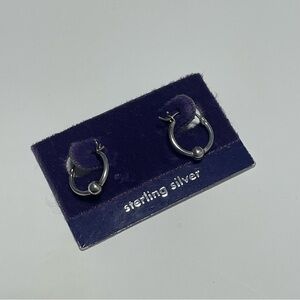 Y2K Vintage Sterling Silver Beaded Hoop Earrings Small